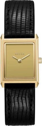 Breda Small Virgil Leather Strap Goldtone Tank Watch, 20mm x 26mm at Nordstrom