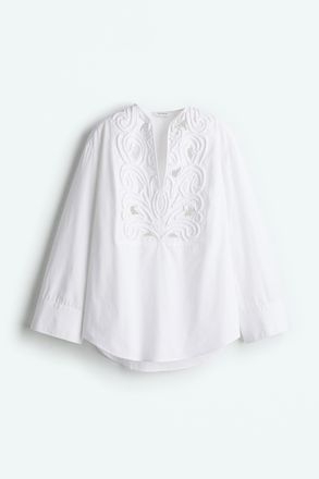 H&M Bluse mit Broderie Anglaise - Weiss