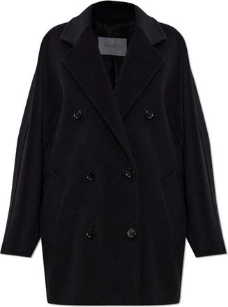Max Mara Rebus Double-Breasted Coat - Dames - Mantel - Zwart - M - Wol - Jassen