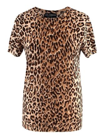 Dolce & Gabbana Leopard Print Stretch Knit Top Size S
