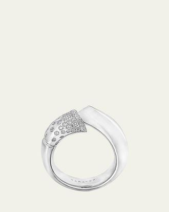 Tabayer 18k Fairmined White Gold Large Oera Ring with Diamonds, Size 54