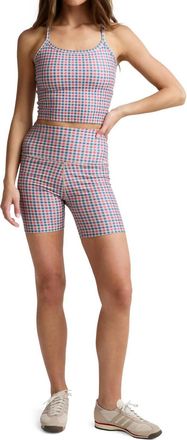 Beyond Yoga Slim Racerback High Crop Tank Top In Sunwashed Gingham Multi