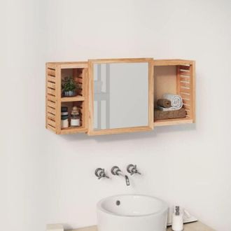 vidaXL Vidaxl - Armadietto a Specchio 80x17x34 cm in Legno Massello di Noce