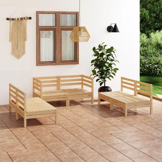 vidaXL Juego De Muebles De Jard&iacute;n 6 Piezas Madera Maciza De Pino Vidaxl