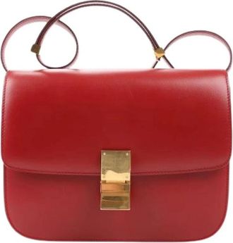 Celine Pre-owned Handbags, female, Red, Size: ONE SIZE Pre-owned Classic Box Medium Shoulder Bag