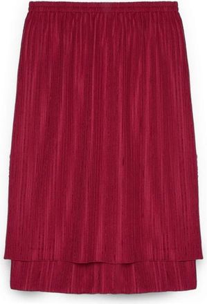 Fiorella Rubino Geribbelde Jersey Rok - Dames - Midirokken - Rood - L - Polyester - Rokken