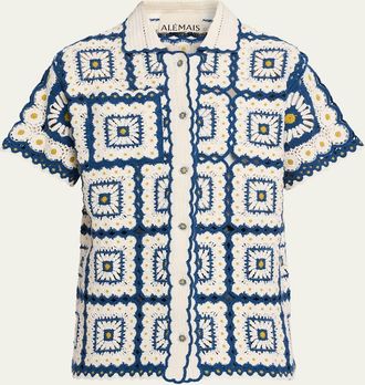 Alemais Dolly Crochet Button-Front Shirt