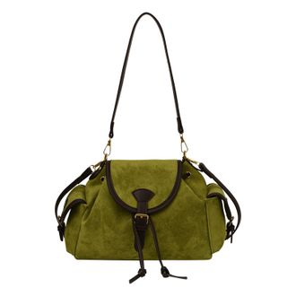 Generic Faux Suede Shoulder Bag for Women for Travel Shopping Work Daily Use (Green)
