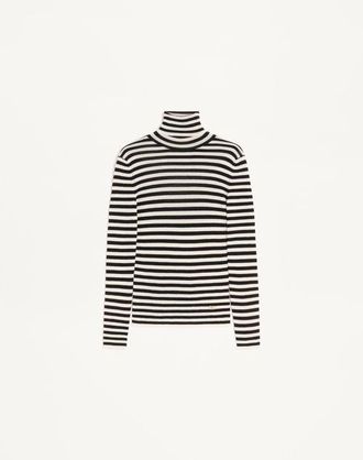 Valentino Maglia In Lana A Righe Donna AVORIO/NERO XS