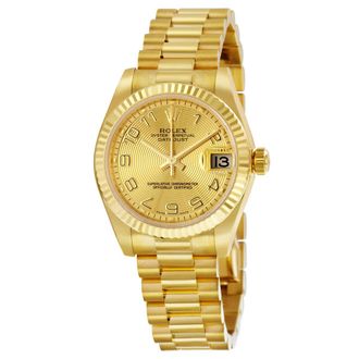 Rolex Lady-Datejust 31 Champagne Concentric Circle Dial 18K Yellow Gold President Automatic Ladies Watch 178278CCAP