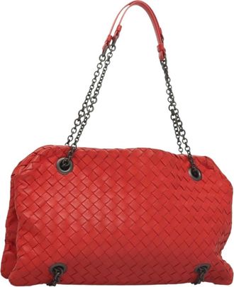Bottega Veneta Intrecciato Leather Red Leather Bag (Pre-Owned)