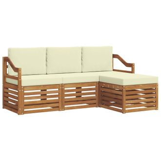 vidaXL Conjunto De Sof&aacute;s De Exterior Con Coj&iacute;n 4 Pcs Natural Y Crema Vidaxl