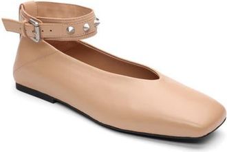 Ash Best Studded Ankle Strap Flat in Sand at Nordstrom, Size 10Us