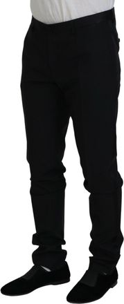 Dolce & Gabbana Mens Black Wool Chino Dress Formal Pants Virgin Silk Polyester