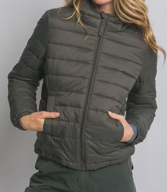Love Tree Hooded Light Puffer Jacket In Olive