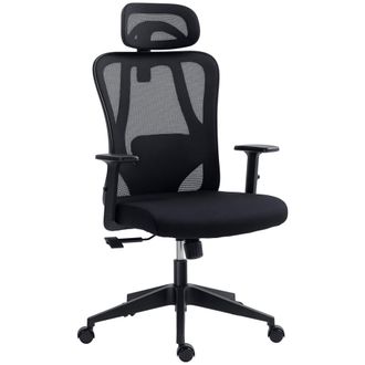 Vinsetto Vinsetto - Silla De Oficina Giratoria Regulable En Altura Con Reposabrazos 2d Reposacabezas Soporte Lumbar Ajustables Y Repaldo Alto 67x64x117-127 Cm