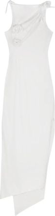 Coperni Asymmetrische Bloemenjurk - Dames - Avondkleed - Wit - XS - Satijn - Kleedjes