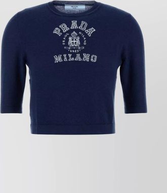 Prada cashmere sweater with 3/4 sleeves and crew neck
