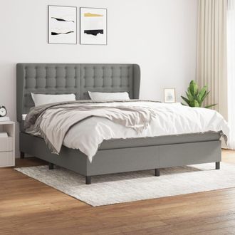 vidaXL Vidaxl - Cama Box Spring Con Colch&oacute;n Tela Gris Oscuro 160x200 Cm