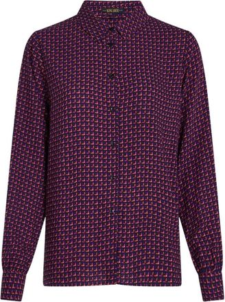 King Louie Maisie Blouse Chartre - Dames - Blouses & Shirts - Blauw - Maat: XL Viscose