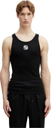 VETEMENTS Biker Cross Logo Tank Top - Heren - Tops zonder mouwen - Zwart - XL - Katoen - Tops