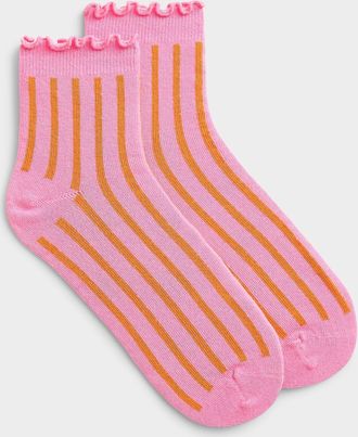 Simons Womens Vertical-pinstripe socks