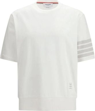Thom Browne Cotton Jersey 4-Bar Tee - Heren - T-shirts - Wit - XL - Katoen - Tops