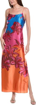 Milly Lily Sunset Flower Printed Satin Maxi Dress
