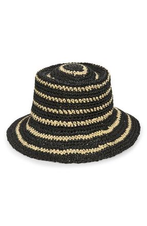Nordstrom Stripe Packable Lantern Hat in Black Combo at Nordstrom