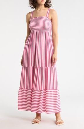 Boho Me Stripe Cover-Up Sundress in Pink Stripe at Nordstrom Rack, Size X-Large