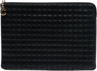 Celine Pre-owned Clutches, female, Black, Size: ONE SIZE Pre-owned Quilted Leather Clutch