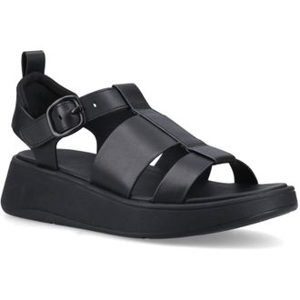 FitFlop Fitflop F-Mode Vissersleren Dames Zwarte Smalle Sandalen