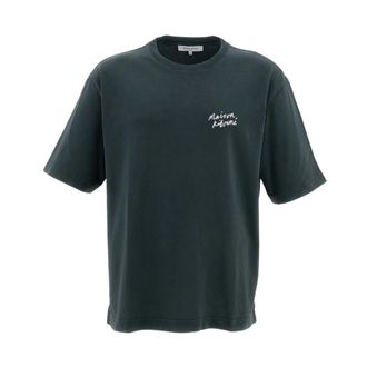 Maison Kitsun&eacute; Handwriting Faded Oversize T-Shirt - Heren - Tops - Grijs - Maat: M Katoen