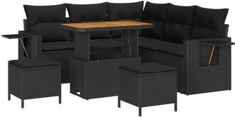 vidaXL Garden Sofa Set with Cushion 9 pcs Black Poly Rattan vidaXL