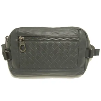 Bottega Veneta Intrecciato Dark Gray Intrecciato Fanny Pack (Pre-Owned)