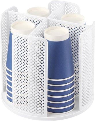 OEM Soporte Giratorio Para Tazas, 4 Compartimentos, Rotaci&oacute;n De 360 Grados, Ahorra Espacio, Blanco