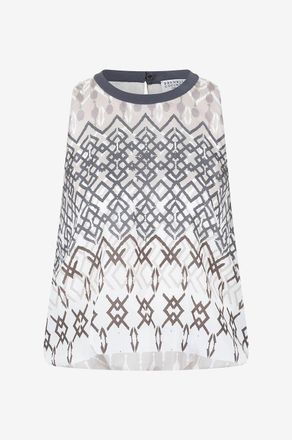 Brunello Cucinelli &Auml;rmelloses Seiden-Pong&eacute;-Top Ethnic Print