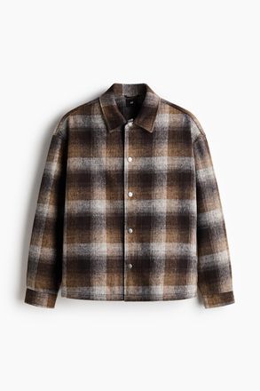 H&M Overshirt in Relaxed Fit - Braun/Kariert