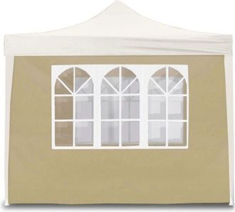 Evergreen Pa&ntilde;o Lateral Para Cenador Resellable Con Ventanas En Tejido Beige 300x200 Cm