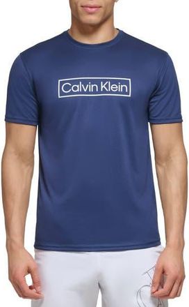 Calvin Klein Short Sleeve Moisture Wicking Top in Navy at Nordstrom Rack, Size X-Large