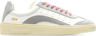 Dsquared2 White/Grey Low-Top Suede Texture Sneakers
