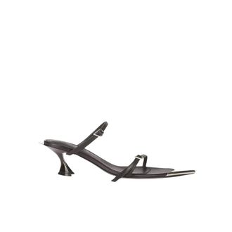 MUGLER Black Heeled Sandals with Silver Detail