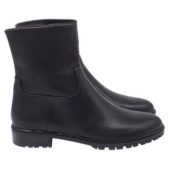 Stuart Weitzman City Zip Ankle Boots in Black Leather