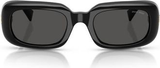 Miu Miu 52mm Rectangular Sunglasses in Black /Dark Grey at Nordstrom