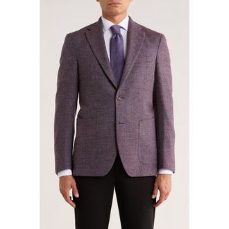Jack Victor Morton Plaid Wool Blend Sport Coat in Burgundy at Nordstrom Rack, Size 40 Regular