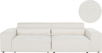 Beliani Moderno Sof&aacute; Modular 2 Plazas Tapizado De Boucl&eacute; Blanco Hellnar