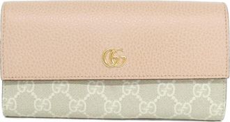 Gucci Beige Light Pink Gg Supreme Leather Long Wallet (Bi-Fold) (Pre-Owned)