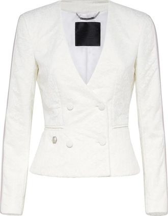 Philipp Plein Jassen, Dames, Wit, S, Leer, Lace Double Breasted Blazer