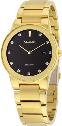 Citizen Axiom Black Dial Gold-tone Diamond Mens Watch AU1062-56G