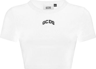 GCDS Lounge Logo Crop Top - Dames - T-shirts - Wit - XL - Katoen - Tops